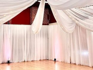 Wedding Wall Drapes, white wall drapes for a wedding